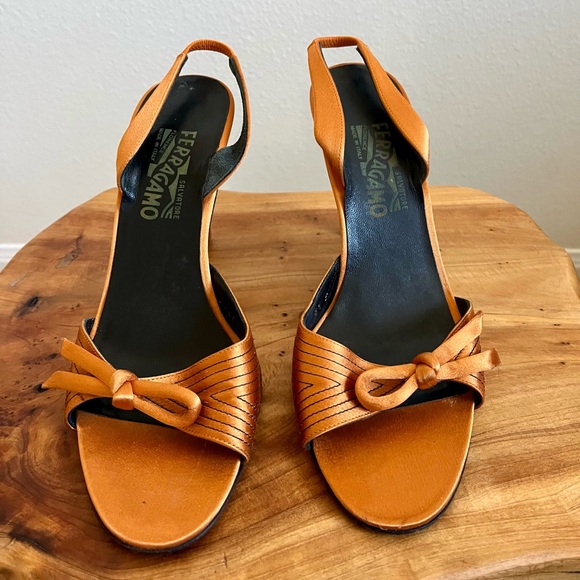 Salvatore Ferragamo Orange Slingback Sandals - Picture 3 of 5